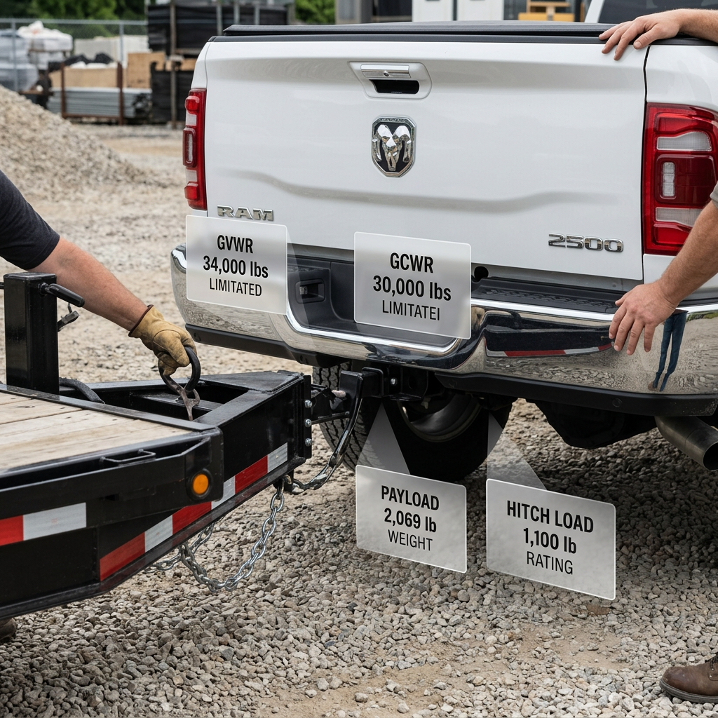 The limits that actually cap RAM 2500 towing capacity: GVWR, GCWR, payload, and hitch load